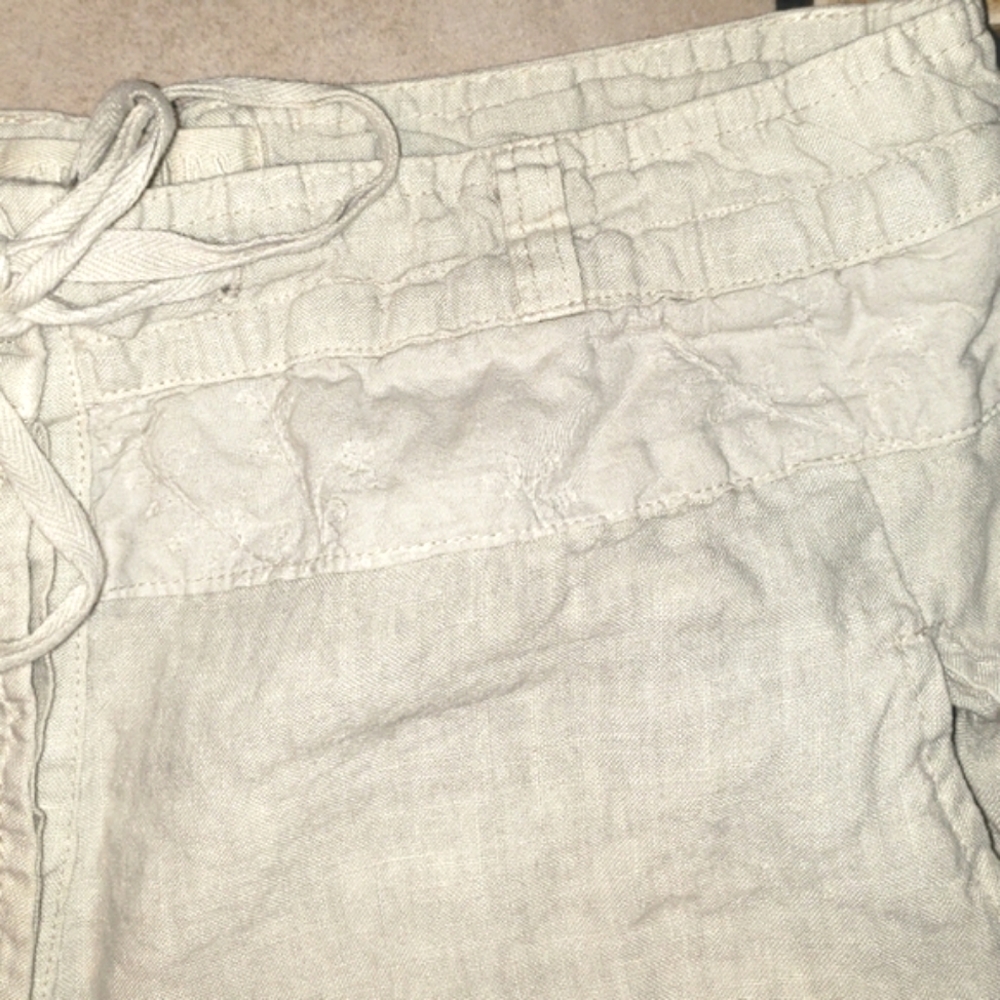 CP Shades Linen High Waisted Embroidered Wide Leg Cropped Pants - Picture 8 of 12